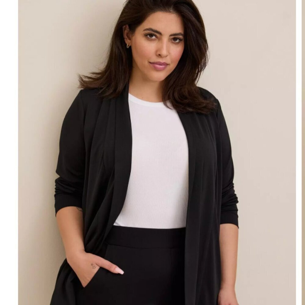 Torrid Women's Black Crepe Open Front Cardigan 4X
